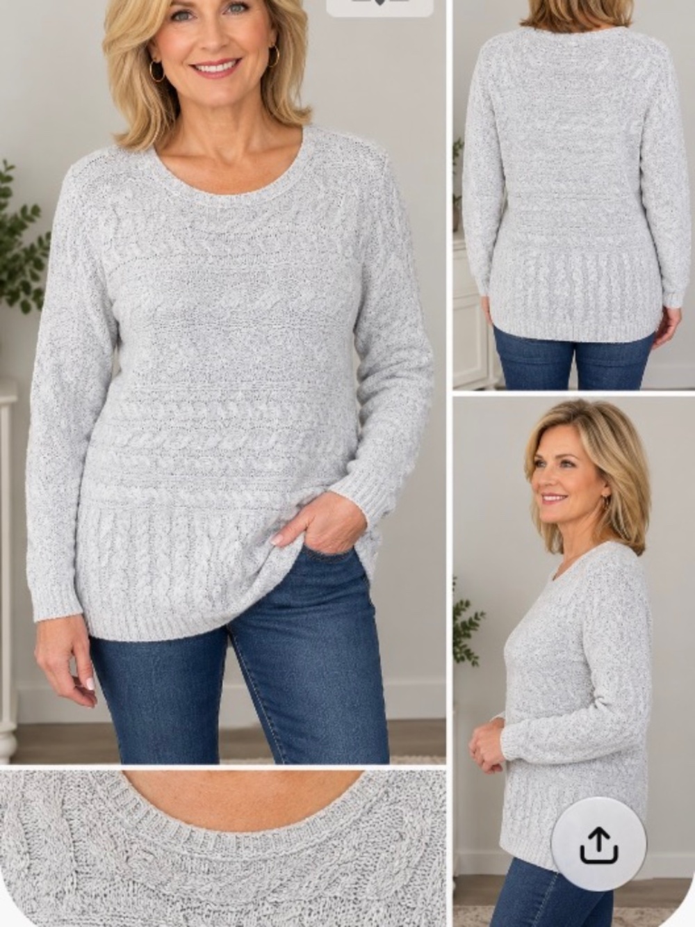 🤍 J.Jill Textured Cable Knit Sweater — XL Petite